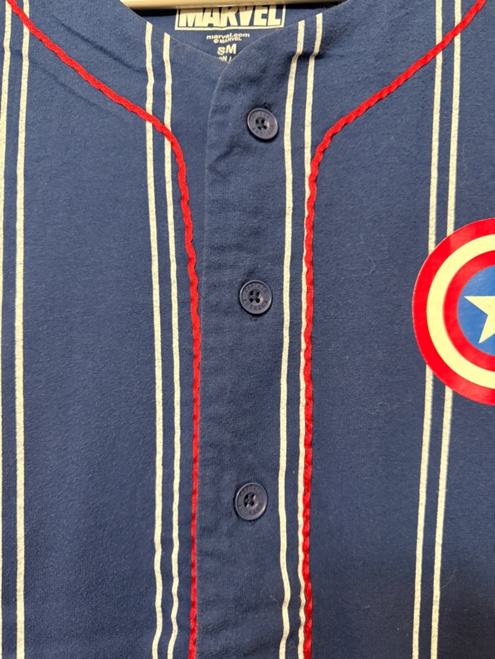 Marvel Men’s Captain America Blue Baseball Jersey Size Small - Picture 5 of 7